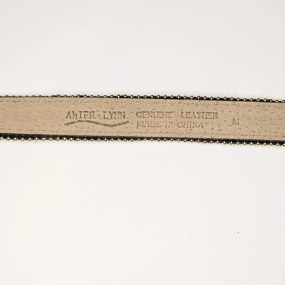 Amiee Lynn Leopard Print Leather Gold Stud/Buckle Belt M